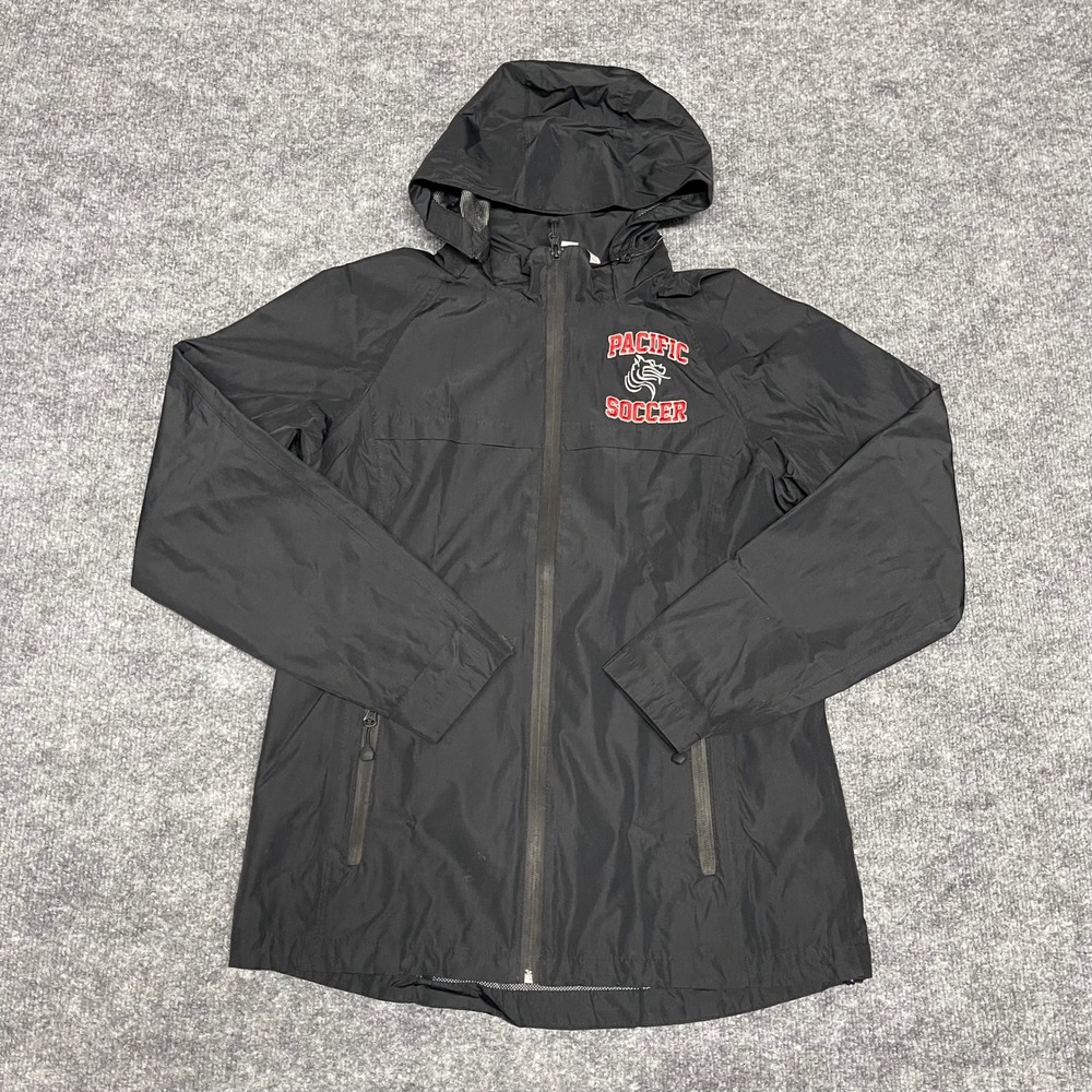 Pacific University Boxers Jacket Womens Small Black Soccer Hooded Windbreaker - Picture 1 of 14